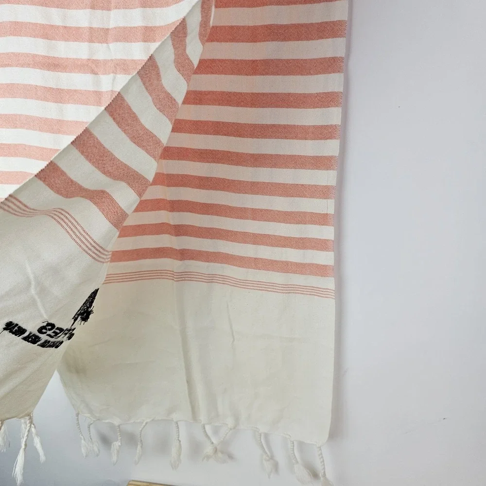 Raffles Grand Hotel D'Angkor Siem Reai Singapore Scarf Shawl White Pink Fringe